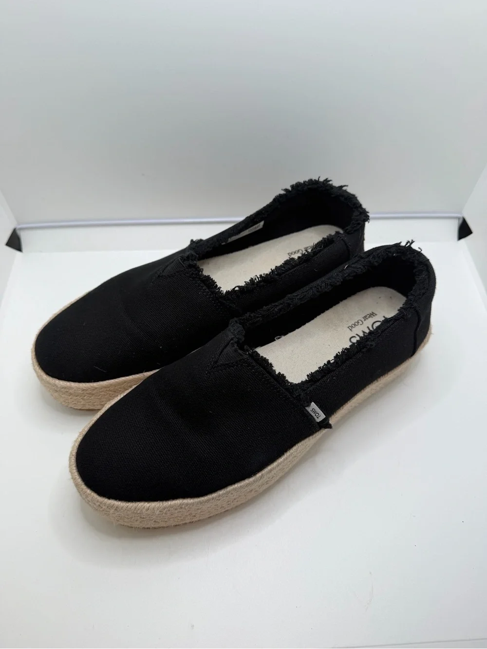 Toms Black Platform Espadrille Slip-Ons - Picture 3 of 4